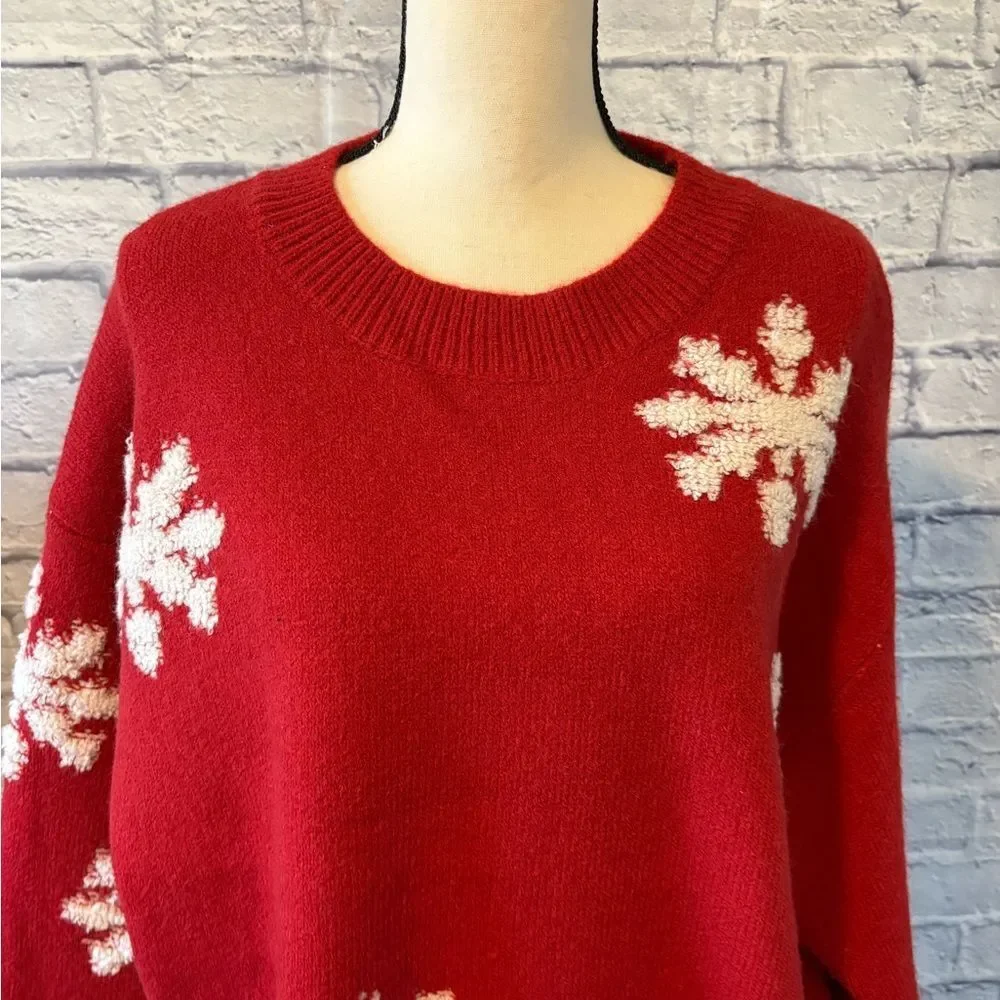 Impressions Red Sweater with White Snowflakes - Picture 2 of 6